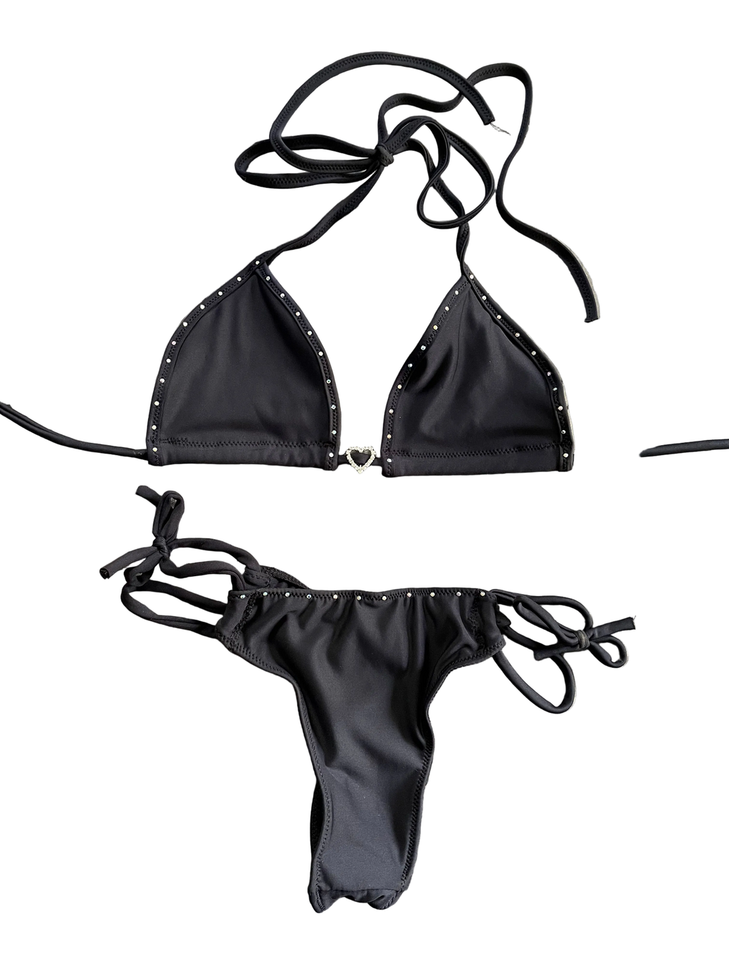 Devil Heart Rhinestone Bikini