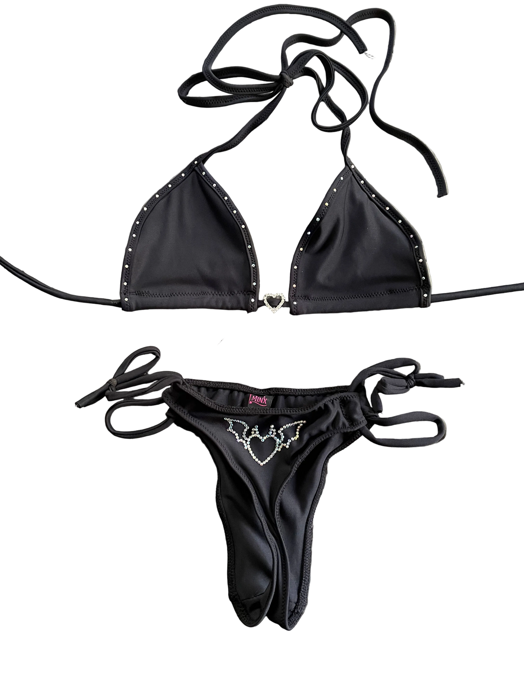 Devil Heart Rhinestone Bikini